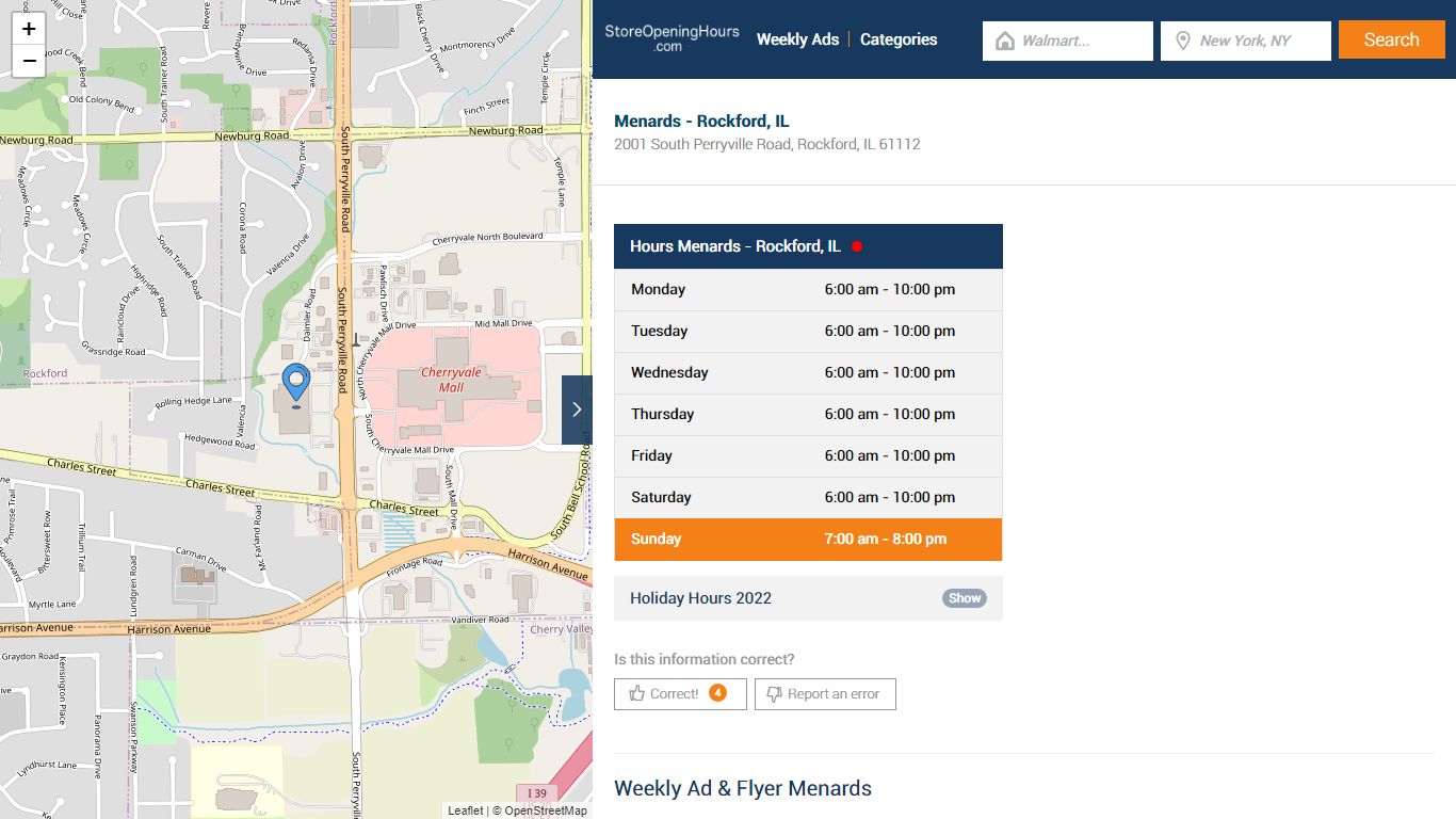 Menards - Rockford, IL - Hours & Weekly Ad - Store Opening Hours